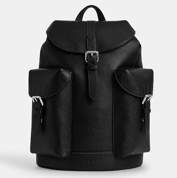 Black Leather Backpack - Picture 1 of 4